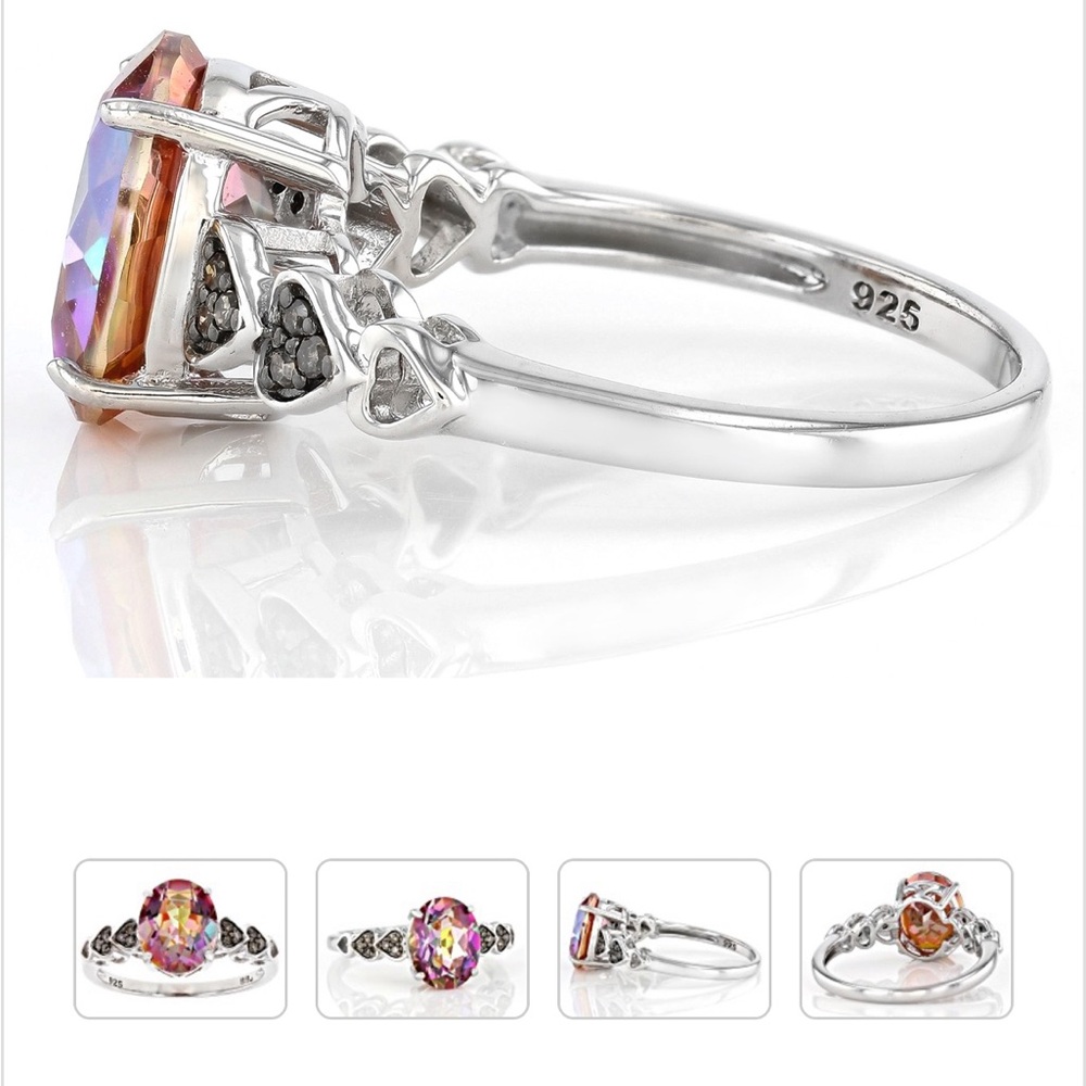 ISO Multi-Color Northern Lights Quartz Rhodium Over Sterling Silver Ring… - Picture 3 of 5